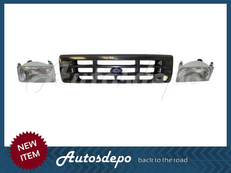 Raw Black Replacement Grille For 1992-1997 Ford F150 F250 F350 & 92-96 Bronco - Left Hand Side, Ready To Paint